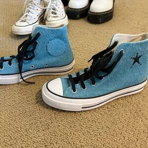 Women’s High-Top Stussy Addition Converse in Blue - Classic Star Detail